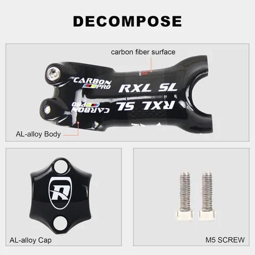 Miniatura 4 de RXL SL 25.4 vástago de fibra de carbono vástago 6° vástago MTB vástago de bicicleta de montaña vástago grado 6 para bicicleta de carretera MTB Negro