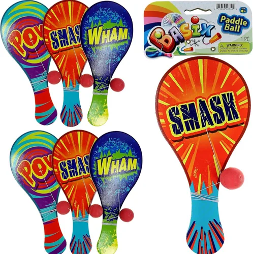 Miniatura 8 de JA-RU Pelota de remo de madera con cuerda (paquete de 3) juguetes retro vintage para niños, niños y niñas Juegos de juego para interiores