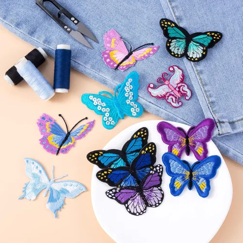 Miniatura 7 de 12 parches de mariposa para coser, parches bordados de mariposa PAGOW para planchar, parches bordados para coser con plancha, parches de costura