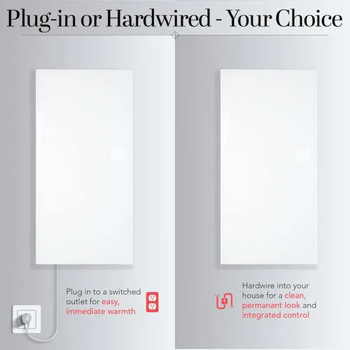 Miniatura 3 de Panel de calentador de pared infrarrojo blanco de 800 W, panel de calor radiante eléctrico de 24 x 47 pulgadas, calentador de espacio de eficiencia
