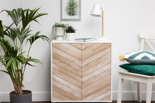 Miniatura 2 de d-c-fix Papel adhesivo autoadhesivo de grano de madera de cheurón, impermeable y extraíble, vinilo decorativo para cocina, encimeras, armarios, 26.5