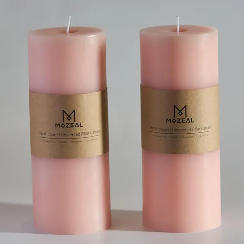 Miniatura 12 de MOZEAL Velas grandes sin perfume vertidas a mano de 3 x 8 pulgadas, sin humo, juego de 2, combustión lenta, sin goteo, aproximadamente 150 horas