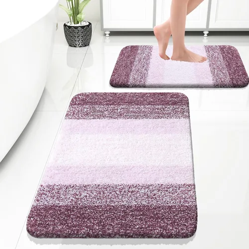 Miniatura 77 de OLANLY Juego de 2 alfombras de baño de microfibra suave y absorbente, antideslizantes, se pueden lavar y secar a máquina, alfombras de baño peludas