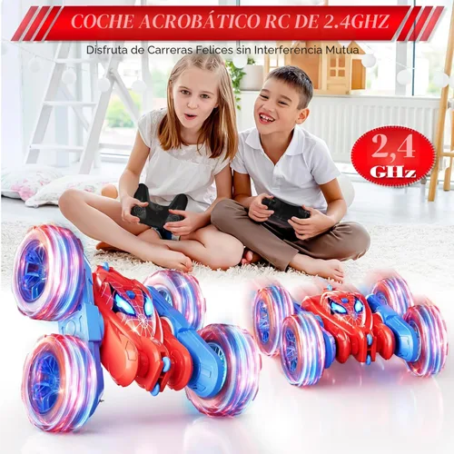 Miniatura 3 de Coche de control remoto de araña, RC de acrobacias de 360° para niños de 6 a 12 años de edad, rotación de doble cara, 4WD, luces de ruedas geniales