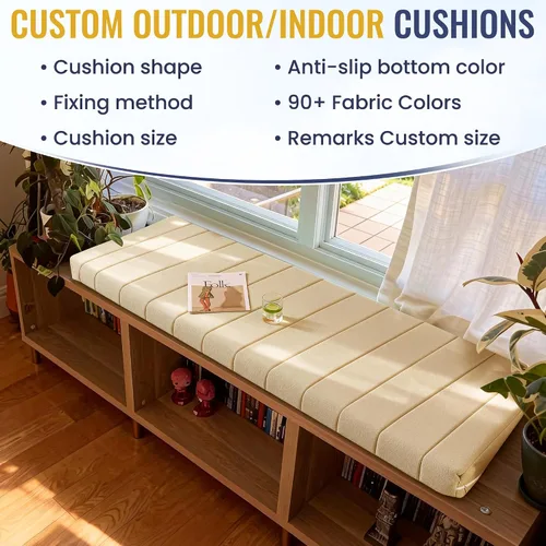 Miniatura 2 de Cojín personalizado para ventana de bahía, cojín de asiento de ventana, cojín de asiento personalizado para alféizar de ventana, cojines de espuma