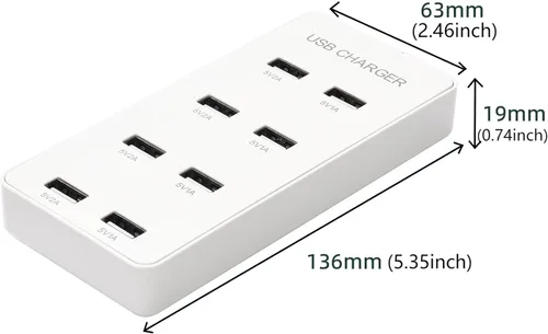 Miniatura 9 de Cargador de pared USB Estación de carga USB para múltiples dispositivos, tira de concentrador de carga de 8 puertos, bloque de cargador inteligente