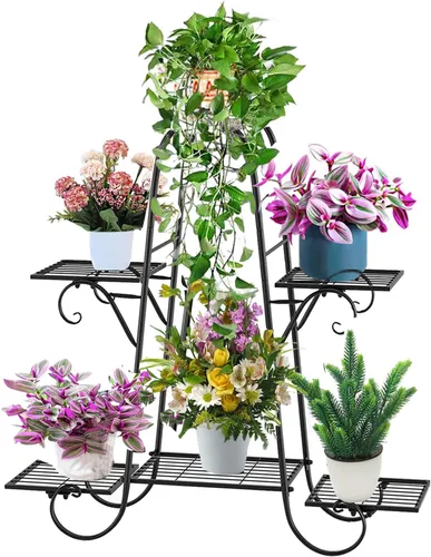 Miniatura 7 de CarolynDesign Soporte de metal de 6 niveles para plantas para interiores y exteriores, estante para múltiples macetas para sala de estar, patio