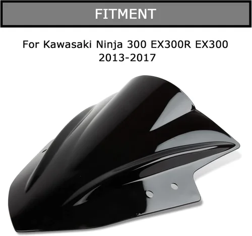 Miniatura 2 de Parabrisas doble burbuja deflector de viento pantalla para Ninja 300 EX300R EX300 2013-2017 2013 2014 2015 2016 2017 negro