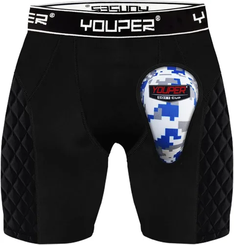 Miniatura 7 de Youper Youth Elite - Pantalones cortos acolchados deslizantes de béisbol con copa atlética suave Blanco
