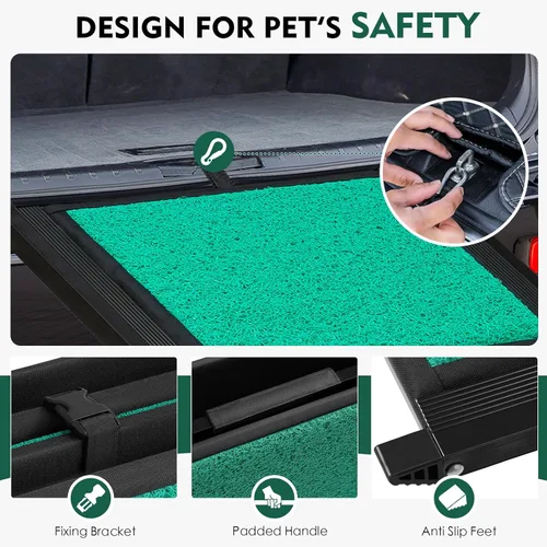 Miniatura 5 de Rampa para perros de longitud máxima de 71 pulgadas y ancho de 20 pulgadas para perros grandes de hasta 250 libras, superficie plegable