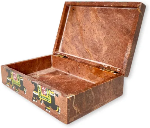 Miniatura 4 de Hashcart - Joyero decorativo, diseño de elefante con caja de mármol (6.0 x 4.0in)