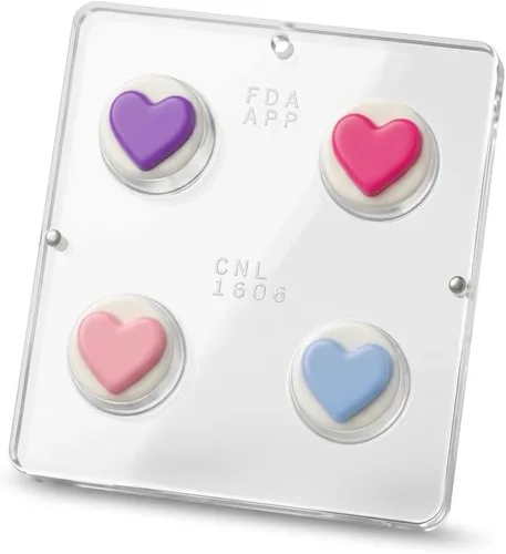 Miniatura 4 de Plain Heart Oreo Cookie Chocolate Candy Mold 1606-4 cavidades