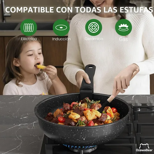 Miniatura 5 de Juego de 23 piezas de ollas y sartenes antiadherentes, juego de utensilios de cocina de cerámica no tóxicos con asas desmontables, utensilios