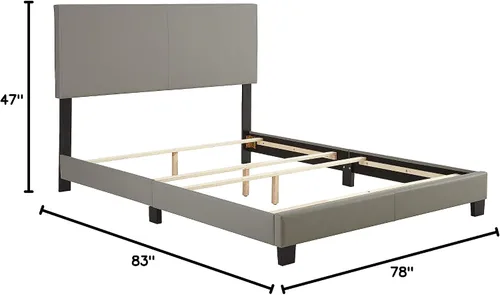 Miniatura 24 de Boyd Sleep Napoli - Marco de cama plataforma de cuero vegano gris tamaño King totalmente tapizado con cabecero ajustable - Se requiere somier