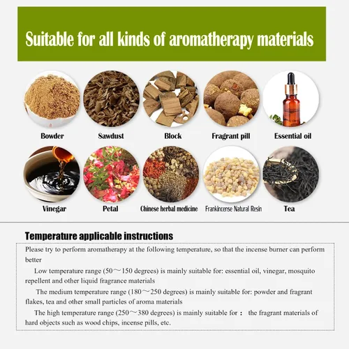 Miniatura 3 de Quemador de incienso eléctrico con temporizador, quemador de fragancia de cerámica de temperatura ajustable, difusor de aceite perfumado de resina