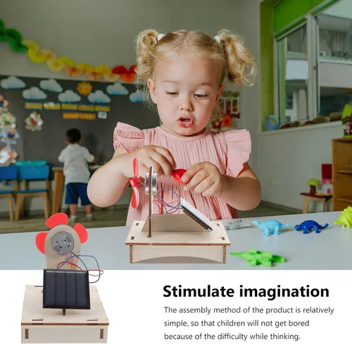 Miniatura 3 de Ventilador de casa 3 juegos de ventilador para el hogar, ventilador de madera de madera, modelo solar solar de ciencia educativa edificio ensamblar