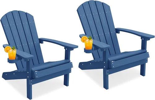 Miniatura 20 de YEFU Silla Adirondack de plástico resistente a la intemperie, sillas de patio con instalación fácil en 5 pasos, se ve exactamente como madera real