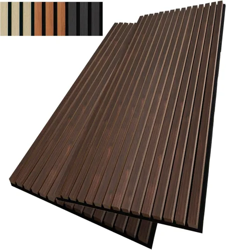Miniatura 9 de AMZDEPOT Panel de pared de listones de madera, paneles de madera de 48 x 24 pulgadas para pared, paneles de pared insonorizados 3D, paneles Nogal