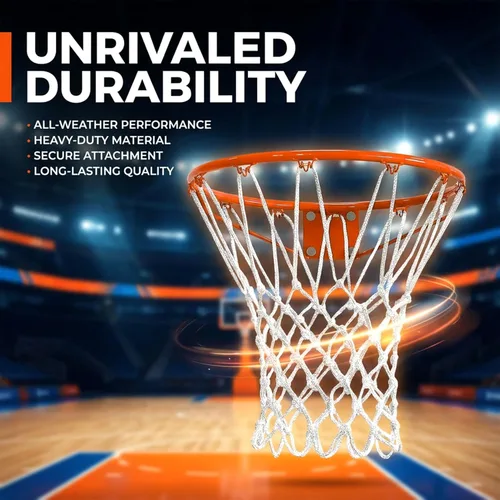 Miniatura 6 de PSLER Basketball net Outdoor, Basketball Hoop net White Standard Basketball net Measures 22 inches and has 12 Loops, suitables for Indoor and