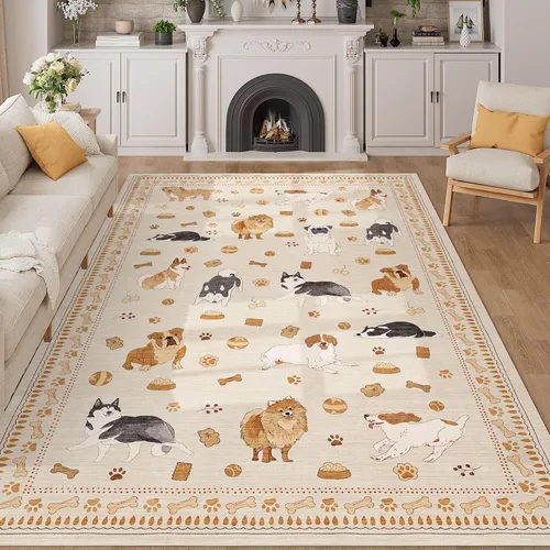 Miniatura 230 de DUKINO Alfombra de área de 6 x 9 pies, alfombra floral para sala de estar, ligera, antideslizante, lavable, alfombra de interior de pelo bajo