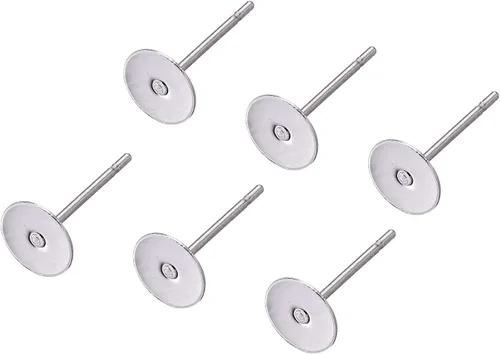Miniatura 17 de Craftdady 400 aretes de acero inoxidable de 0.15 a 0.55 pulgadas, 8 tamaños, almohadillas planas, redondas, en blanco, para hacer joyas Almohadilla