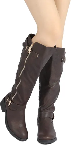 Miniatura 5 de DREAM PAIRS - Botas de montar de invierno para mujer cómodas hasta la rodilla y de pantorrilla ancha