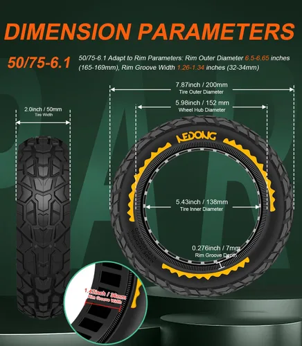 Miniatura 5 de BANGTING 2 piezas de actualización de neumáticos sólidos 50/75-6.1 para scooter todo terreno, neumáticos sin cámara de 8.5x2 pulgadas para Gotrax