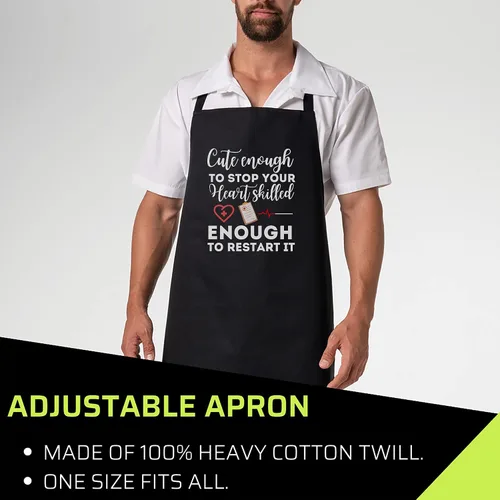 Miniatura 2 de Delantal negro de enfermera, lindo día de San Valentín, CNA CRNA LPN LVN LAD CPN camiseta de enfermería delantales de cocina negros, Negro