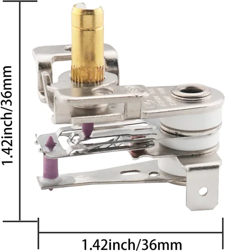 Miniatura 4 de Interruptor de control de temperatura ajustable de 1.42 x 1.42 pulgadas, termostato de calefacción eléctrica de metal, 16 A, 250 VCA para horno