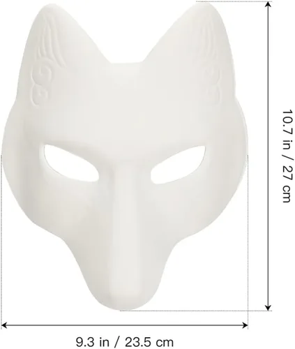 Miniatura 4 de TOYANDONA 2 máscaras blancas lisas, máscara de zorro de poliuretano sin pintar, máscara de bricolaje de animales sin pintar para cosplay, fiestas