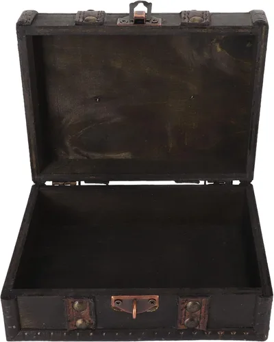 Miniatura 2 de Cofre de madera con cerradura Pequeña caja de almacenamiento decorativa de la vendimia