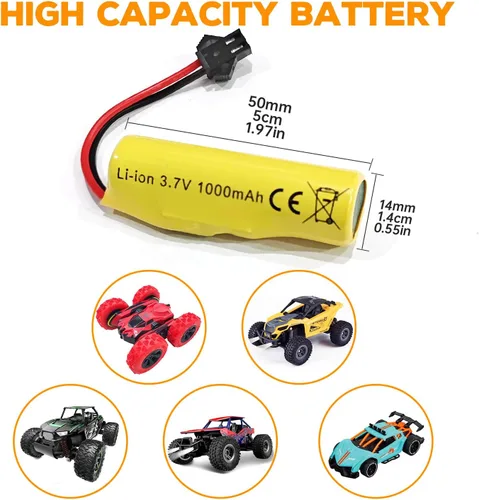 Miniatura 7 de 3 unids 3.7 V 1000 mAh batería de iones de litio con cable de carga USB para TB202 TB201 TM202 TC141 DE35 DE38 DE40 DE50 DE84 S767 SL-356A 1220A RC