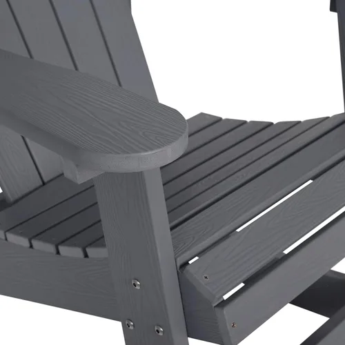 Miniatura 14 de Flash Furniture Savannah - Mecedora Adirondack de madera de poliresina, poliestireno gris para todo tipo de clima, herrajes de acero inoxidable