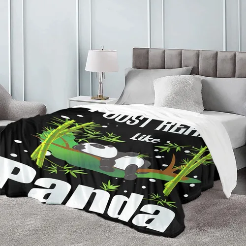 Miniatura 5 de Manta de franela con texto en inglés "I Just Really Like Panda", suave y ligera, para sofá, cama, camping, manta de poliéster, regalo para niñas