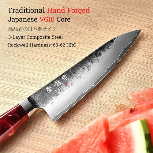 Miniatura 3 de Cuchillo japonés de 5.5 pulgadas, cuchillo de chef profesional forjado a mano VG10, cuchillos de pelar ultra afilados con mango ergonómico, cuchillo