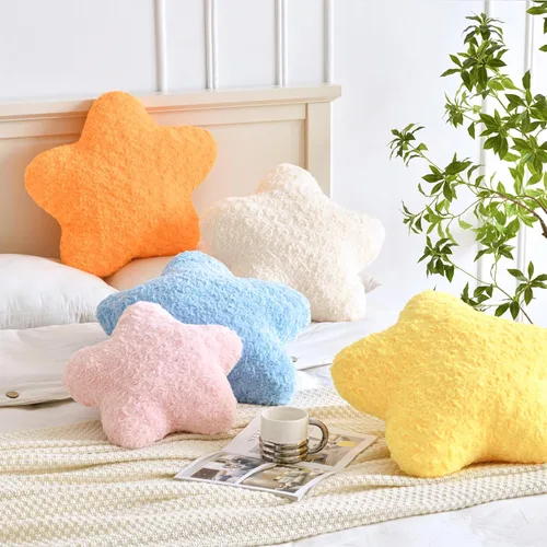 Miniatura 7 de Almohada de estrellas, almohada de felpa en forma de estrella de 14.9 pulgadas para sofá y cama, bonitas almohadas decorativas con piel sintética