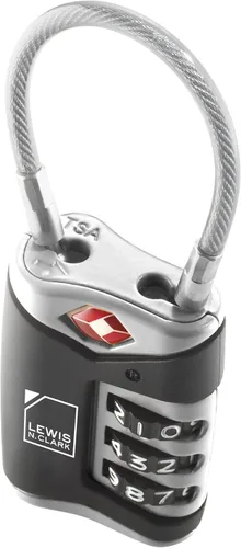 Miniatura 5 de Lewis N. Clark Candado de equipaje aprobado por la TSA + cable de acero para maleta, mochila, bolsa para laptop + bolso, perfecto para aeropuerto