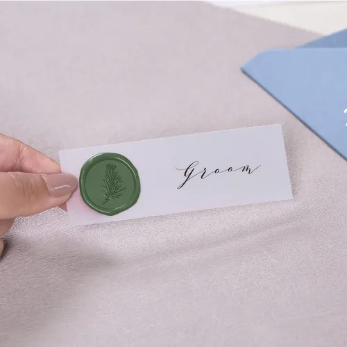 Miniatura 8 de UNIQOOO Calcomanías de Sello de Cera - Calcomanías de Sello de Sobre de Invitación de Boda de Romero, 100 Piezas de Calcomanías Autoadhesivas Verde