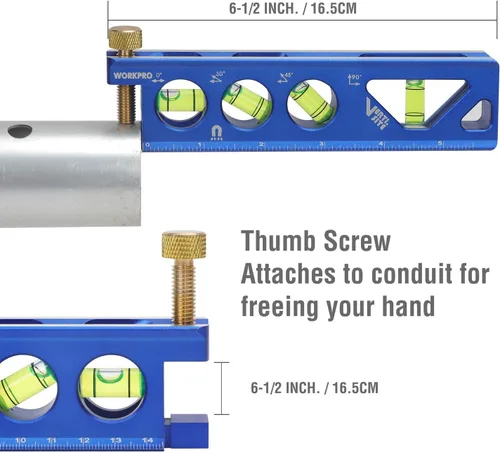 Miniatura 2 de WORKPRO Nivel de torpedo, magnético, Verti. Site de 4 viales para doblado de conductos, construcción de aleación de aluminio, 6-1/2 pulgadas