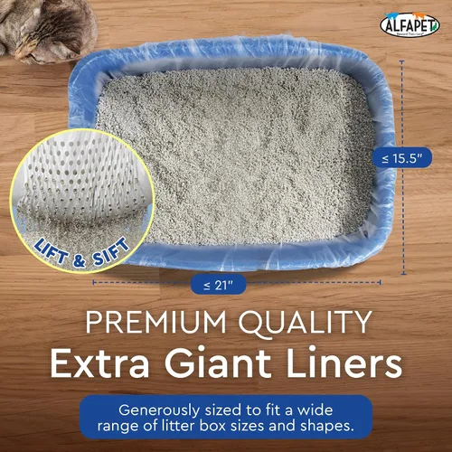 Miniatura 3 de Alfapet Revestimientos Originales para Caja de Arena para Gatos con Tamiz - Extra Gigante 60 Unidades - Bolsas de Arena para Gatos Resistente al