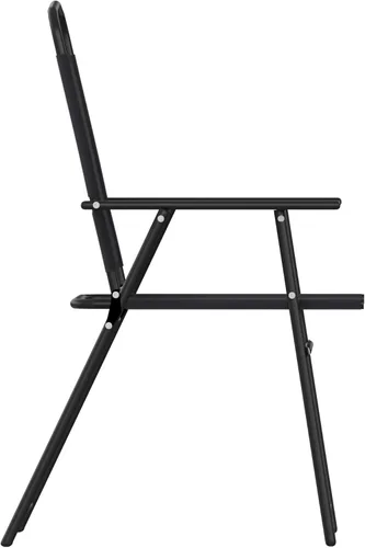 Miniatura 8 de BizChair Sillas plegables para patio, sillas de césped de textileno para exteriores con reposabrazos, juego de 4, color negro