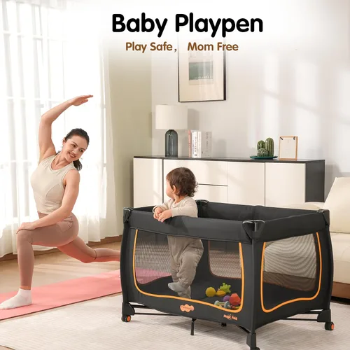 Miniatura 12 de Pamo Babe Paquete de bebé 6 en 1 y juego con moisés – Cuna de viaje de configuración de un solo paso, pequeño corralito portátil para bebés, cuna