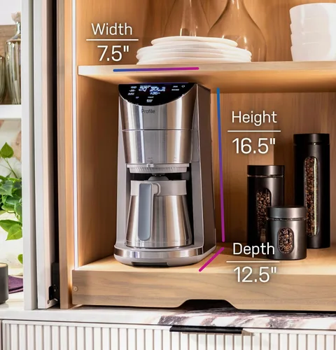 Miniatura 3 de GE Profile Smart Grind & Brew - Cafetera con Servicio Individual sin Cápsulas, Depósito de Agua de 90 oz, Jarra Térmica de 10 Tazas, Control de Voz