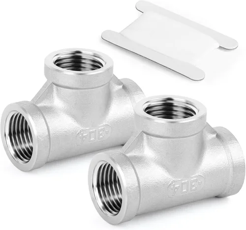 TAISHER 2 piezas de accesorios de tubo en T de acero inoxidable 304, accesorios de tubo hembra NPT de 1-1/2" x 1-1/2" x 1-1/2"
