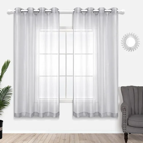 Miniatura 77 de KOUFALL Cortinas traslúcidas de 120 pulgadas de 2 paneles con ojales, juego extra largo de 10 pies de largo, cortinas altas para ventana grande, 52