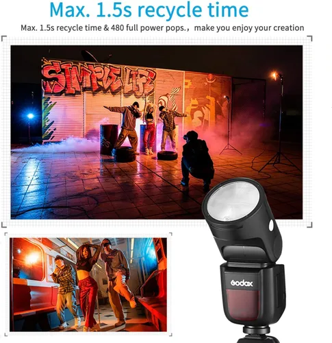 Miniatura 2 de Godox V1-C Flash Speedlite para Canon, 76Ws 2.4G X Inalámbrico TTL 1/8000 HSS Speedlight, 1.5s de Reciclaje, 480 Flashes de Potencia Completa