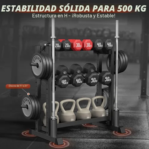 Miniatura 2 de 3-Tier Dumbbell Rack, 1100LB Capacity Adjustable Weight Rack for Home Gym, Heavy-Duty Weight Stand for Dumbbells Kettlebells & Weight Plates(Rack