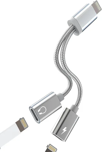 Adaptador para iPhone para conector de auriculares para Apple 14 13 12 Pro Splitter Audio (2 en 1) Dual Lightning AUX a cable de carga Dongle