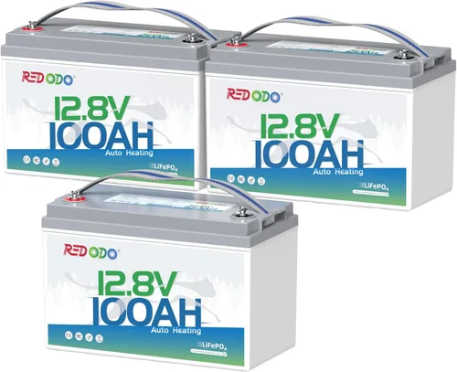 Miniatura 18 de Redodo Paquete de 3 baterías de litio de 12 V 100 Ah Grupo 24, ciclo profundo de 1280 Wh con BMS de 100 A, batería recargable de litio de más