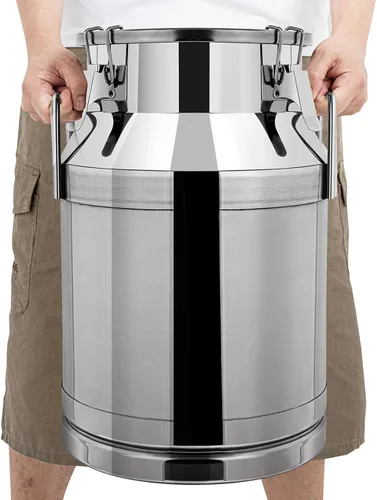 Miniatura 11 de Lata de leche de acero inoxidable de 20 L, cubo de leche para vino, cubo de vino, jarra de leche con tapa sellada resistente, con tapa sellada